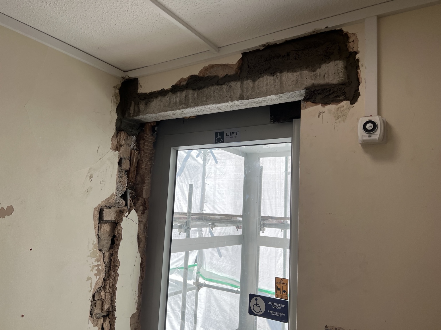 Exposed lift entrance before making good