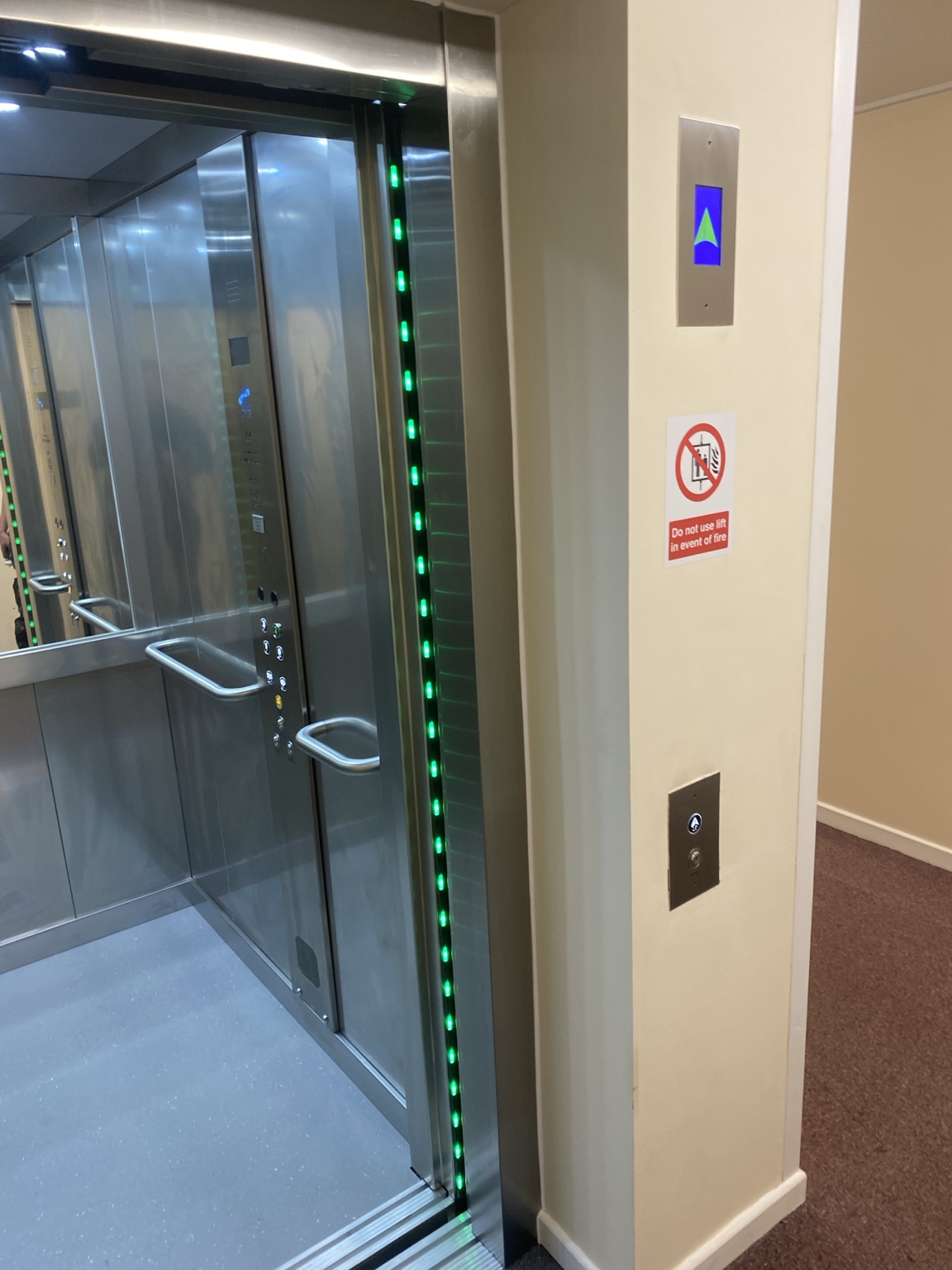 Finished lift entrance with open doors