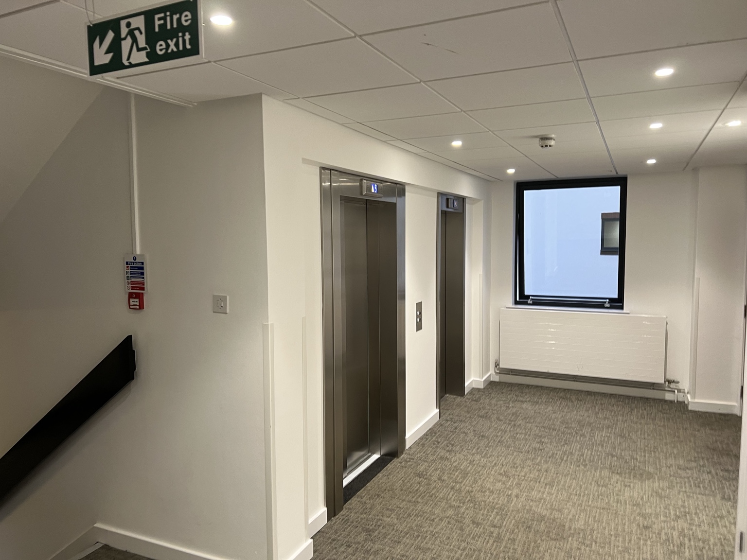 Finished two-lift lobby