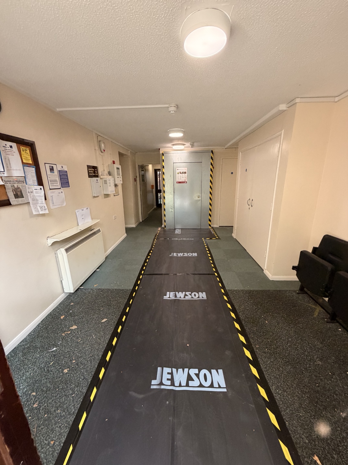 Protected route to lift works